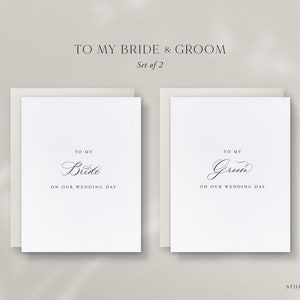 Bride and Groom Wedding Day Cards, Set of 2