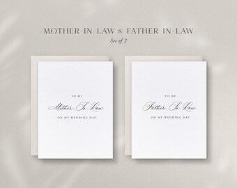 Mother-In-Law and Father-In-Law Wedding Day Cards, Set of 2