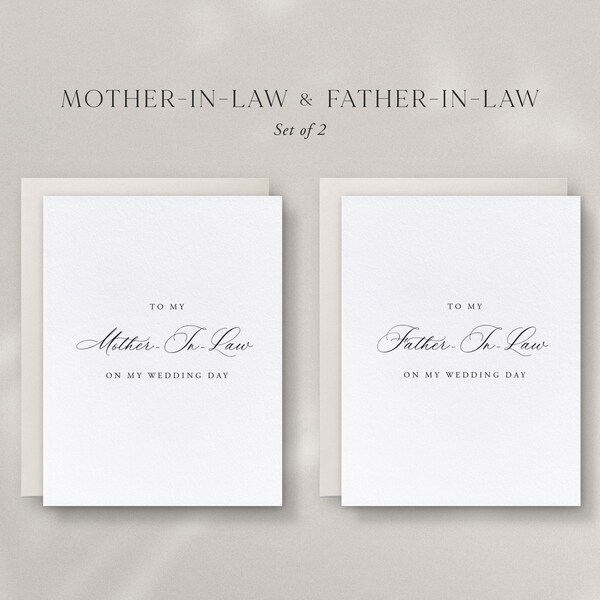 Mother-In-Law and Father-In-Law Wedding Day Cards, Set of 2