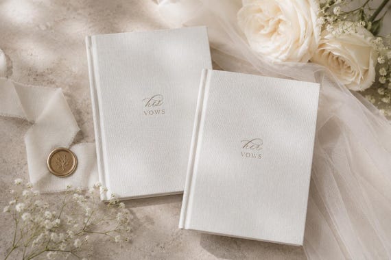 His and Her Vow Books | Modern Linen Wedding Keepsake