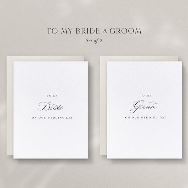 Bride and Groom Wedding Day Cards, Set of 2