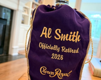 Custom Embroidered Crown Royal Bag, Personalized Name, Wedding, Retirement Gifts