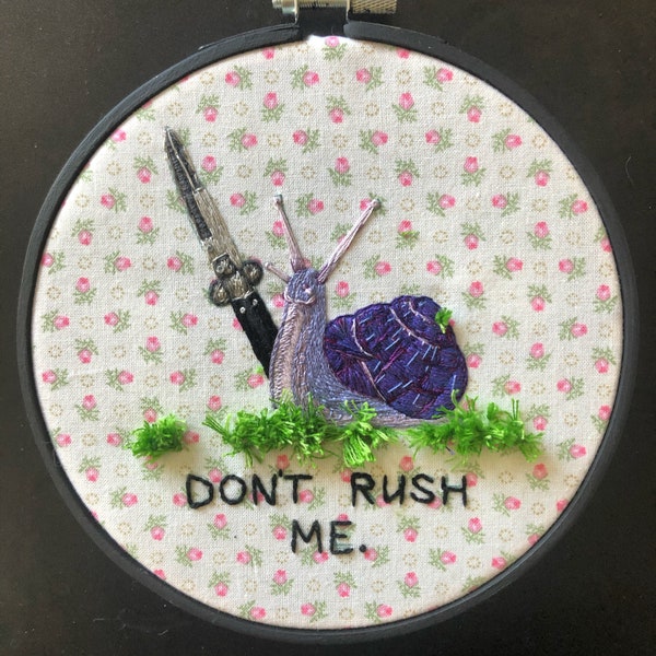 Don't Rush Me - Snail Embroidery Pattern - Line Work Only