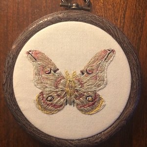 Moth Embroidery Hoop Art