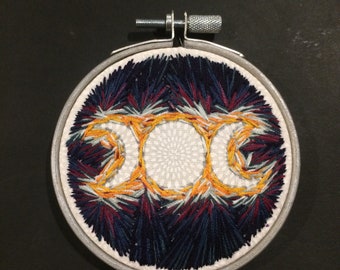 Maiden Mother Crone Embroidery Hoop