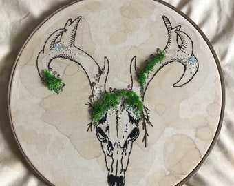 Deer Skull Embroidery Hoop