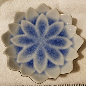 Vintage Blue Flower Petal Dish