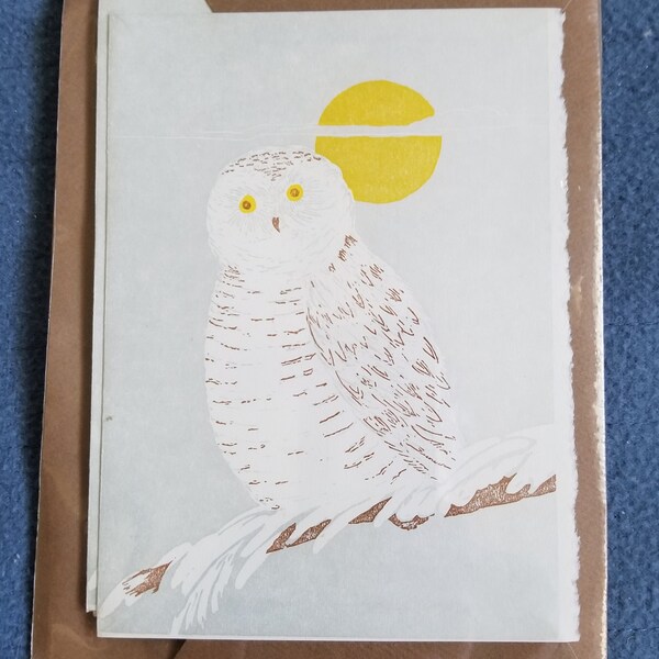 GWEN FROSTIC - sealed vintage original block-print cards - Owls and Mice - from 1970's