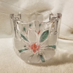 Vintage Holly Lead Crystal Votive Candle Holder