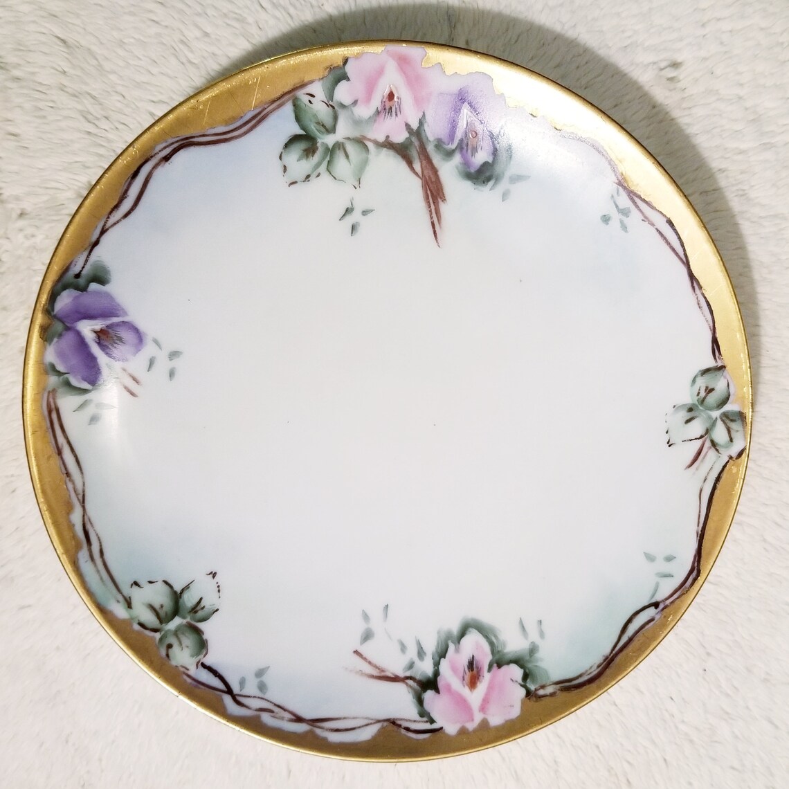 Antique J & C Bavaria Floral Plate With Heavy Gold Trim Etsy