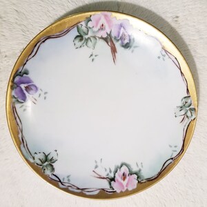 Antique J & C Bavaria  Floral Plate with heavy gold trim - 1920&#39;s