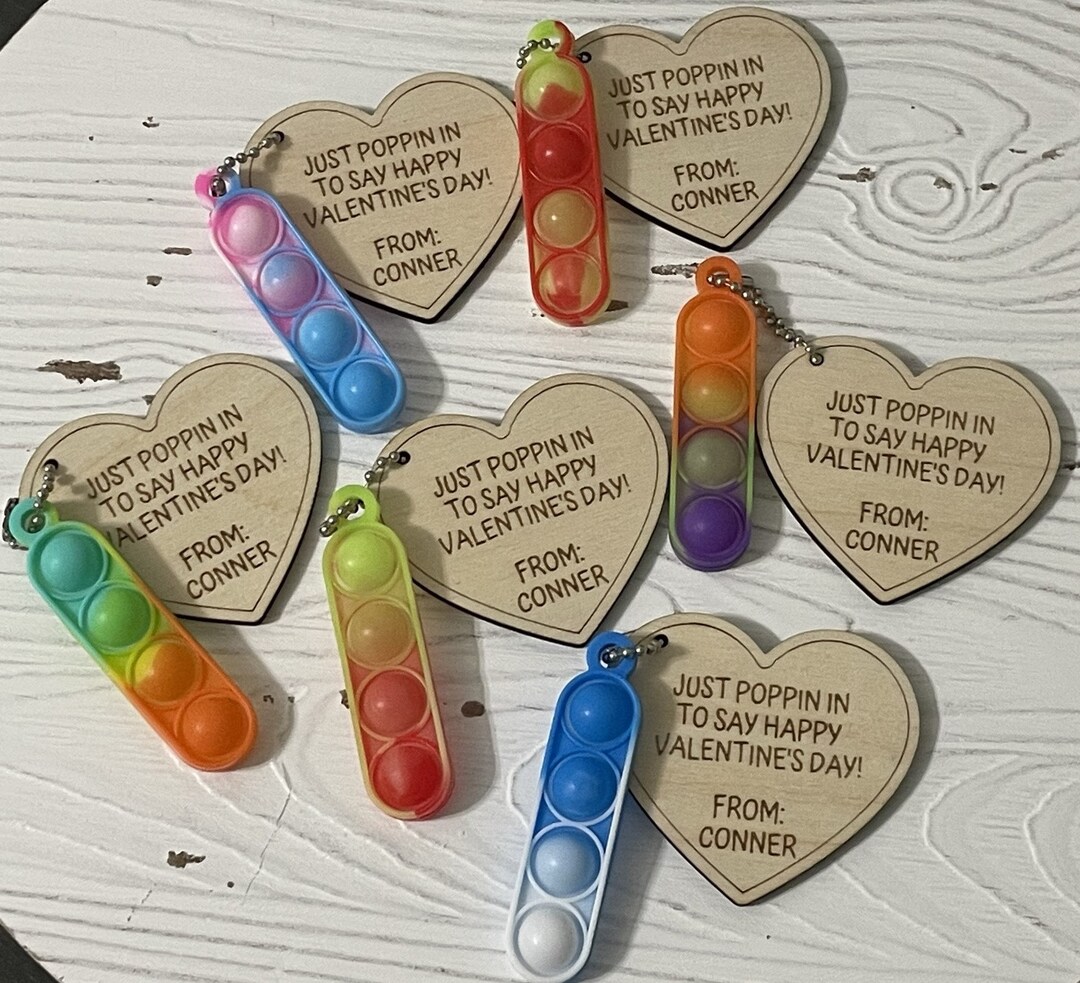 Personalized Classroom Valentine Pop Its, Valentine's Day Pop Its, Pop