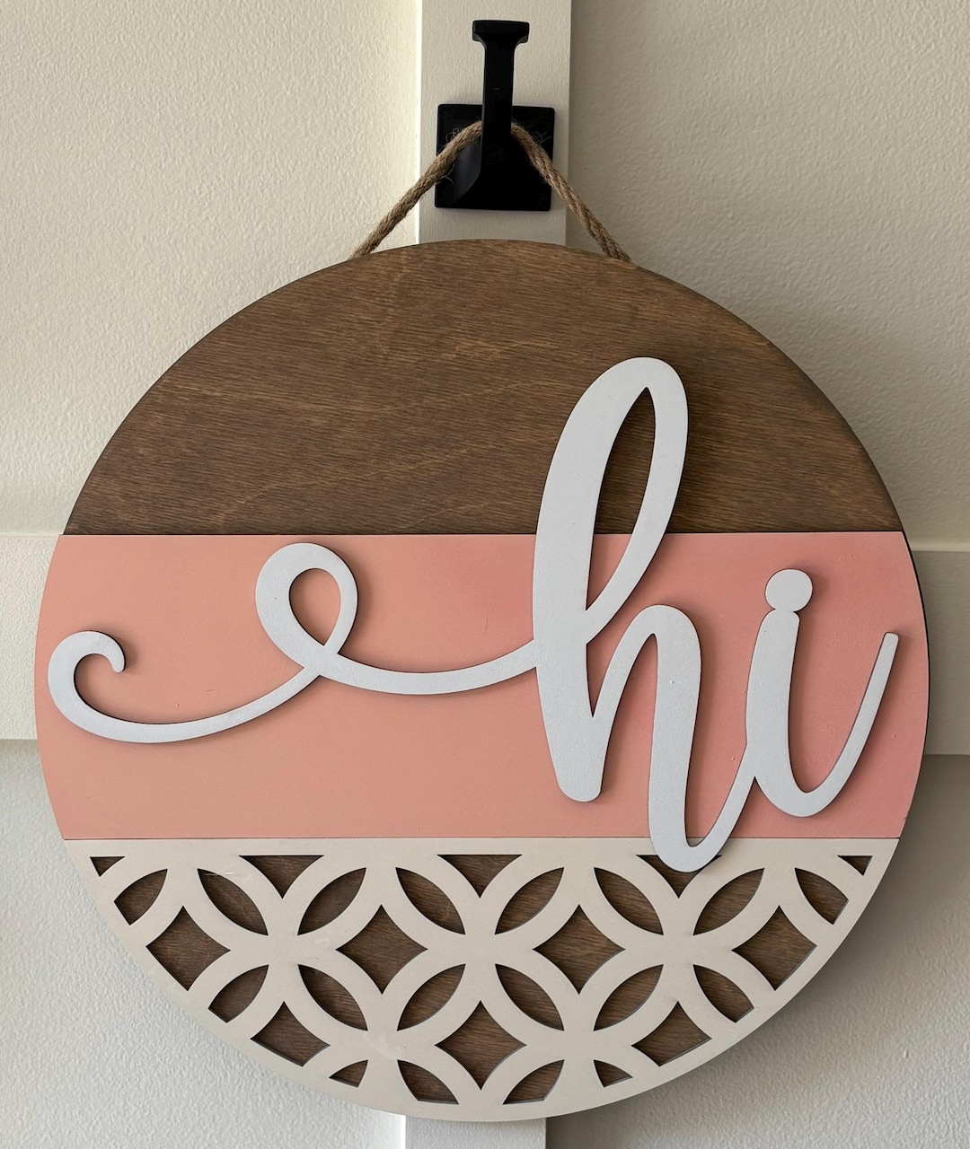 Hi Modern Geometric Sign | Wooden Door Decor, Hi Door Hanger | Hi Front ...