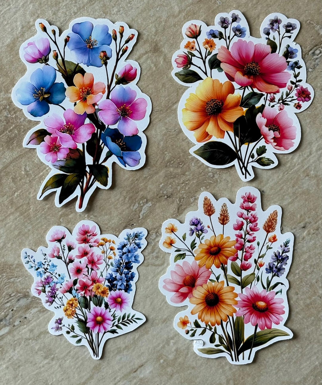 Wildflower Stickers - Floral Vinyl Decal Set - Laptop, Water Bottle ...