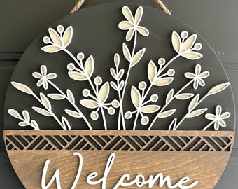 Wooden Welcome Door Sign, Welcome Sign, Engagement Gift, Housewarming Gift, Personalized Sign, Last Name Sign, Front Door Welcome, Wedding