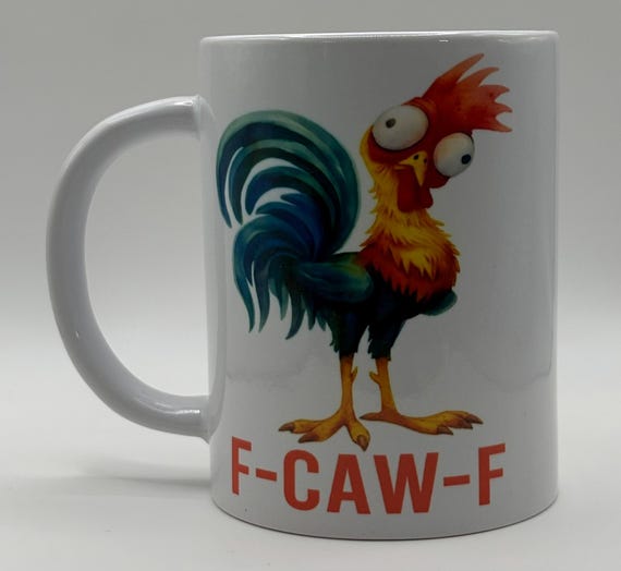 F-Caw-F Funny Chicken Mug – 15 oz Double-Sided Rooster Coffee Cup – Chicken Lover Gift, Farmhouse Humor, Funny Gift for Coffee Drinkers
