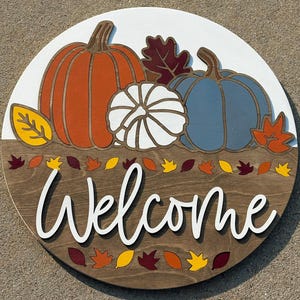 Fall Welcome Door Hanger | Fall Wooden Door Hanger | Fall wooden Front door decor | Hello Fall Wooden Door Hanger | Pumpkin Fall Door Sign