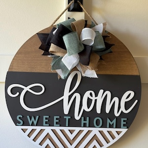 Wooden Door Hanger | Home Sweet Home Front Door Decor | Front Door Wreath | Front Door Sign | Realtor Gift