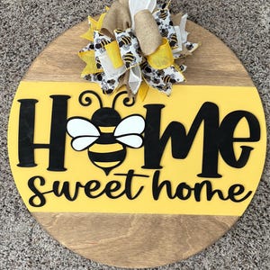 Home Sweet Home Bee Door Sign, Spring Summer Door Hanger, Home Sweet Home Bee Door Hanger, Bee Sign, Door Decor