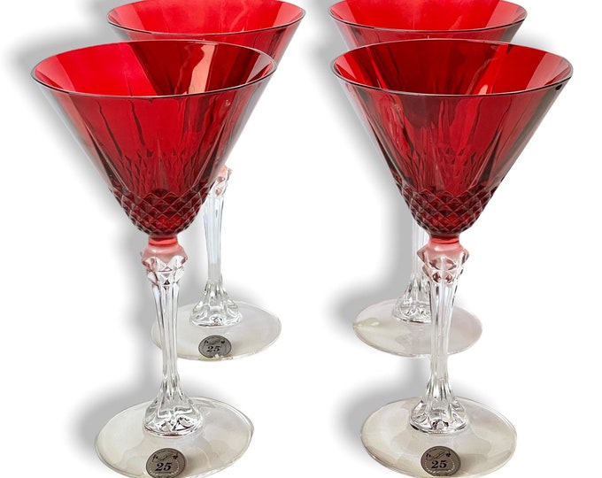 Cristal Darques Longchamp Ruby Martini Glasses Anniversary Etsy