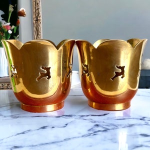Christmas Brass Tealight Candle Holders, pair of 2  Pierced Flying Reindeer candles, , Holiday Mantel decor,