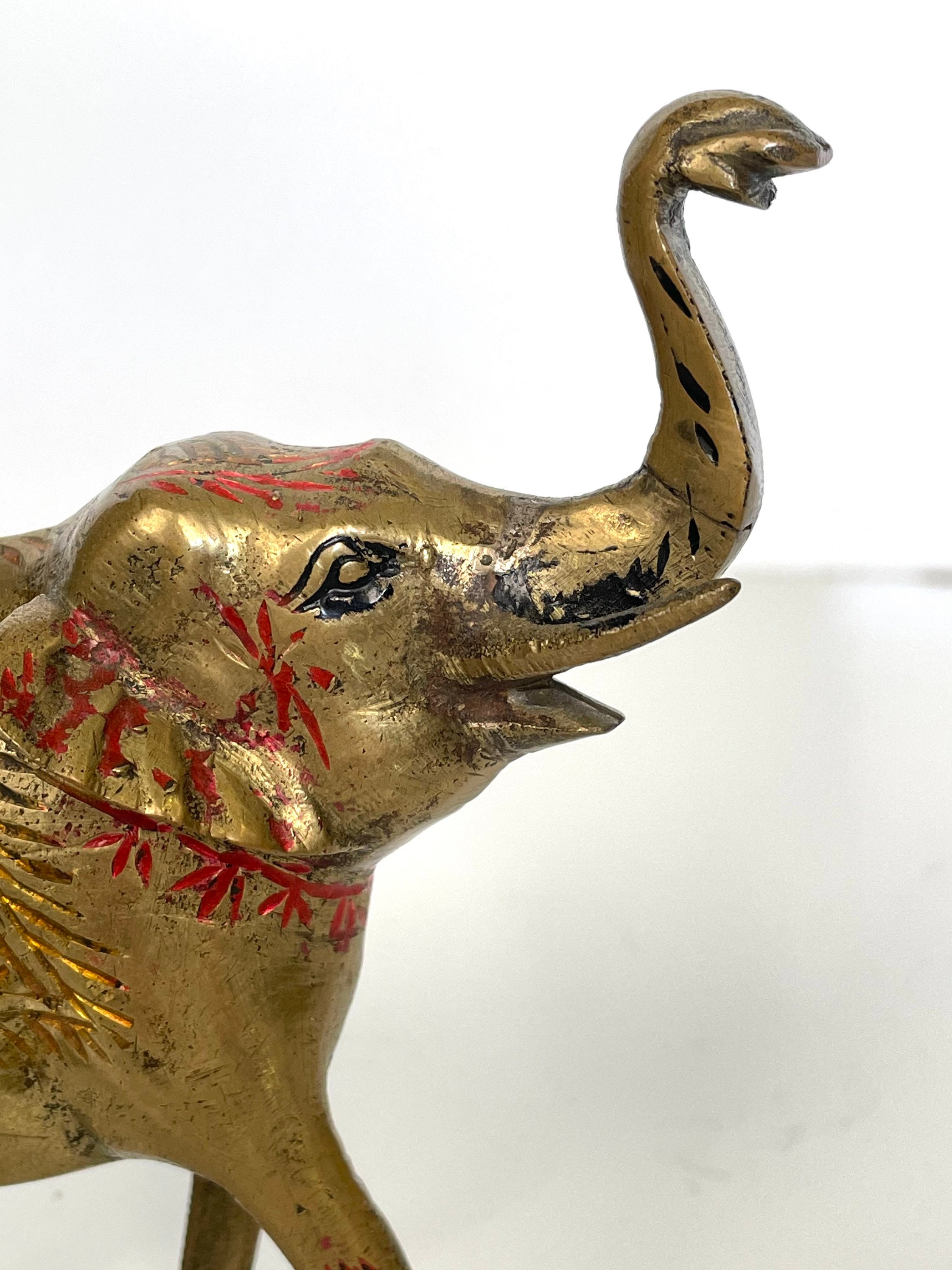 Ornate Vintage Brass Elephant Figurine with Etched Design Etsy