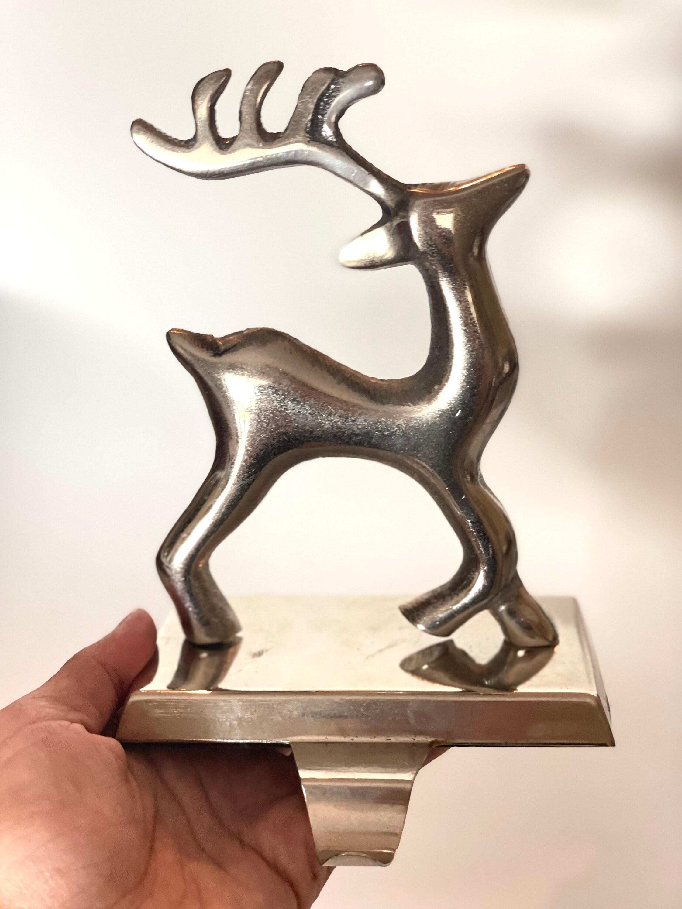 Vintage Silver Reindeer Stocking Holder Christmas Stocking Etsy