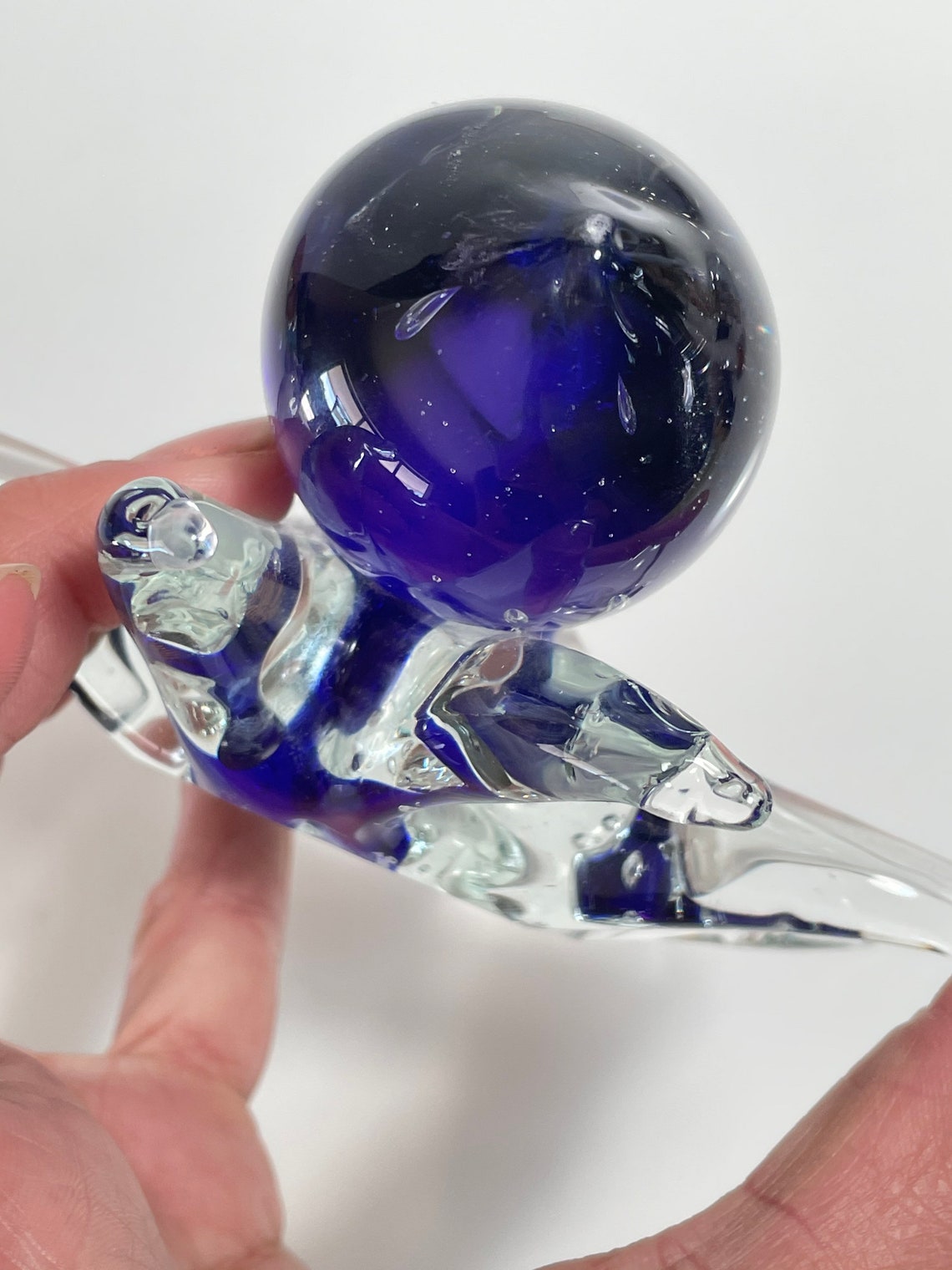 Murano Style Art Glass octopus Figurine cobalt blue and clear | Etsy