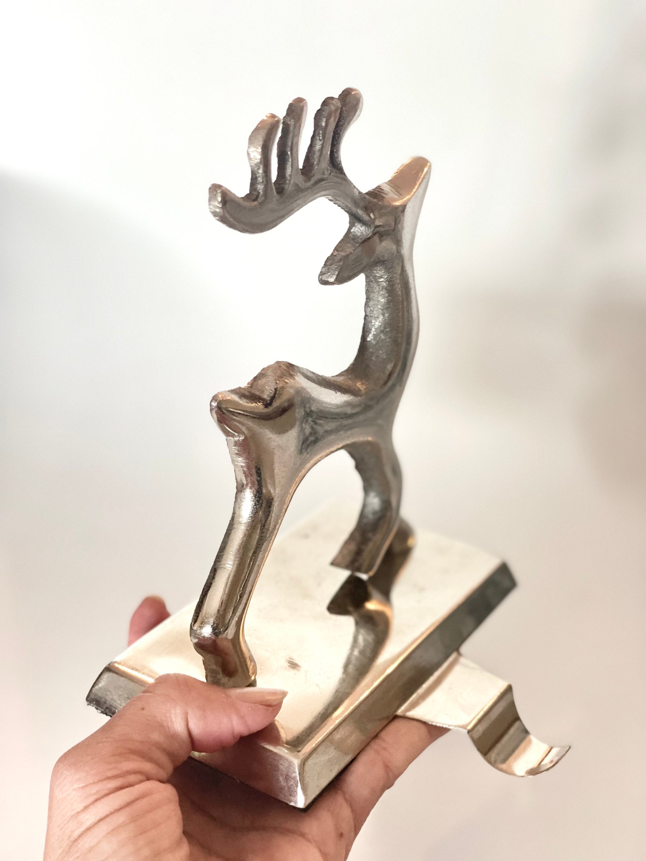 Vintage Silver Reindeer Stocking Holder Christmas Stocking Etsy