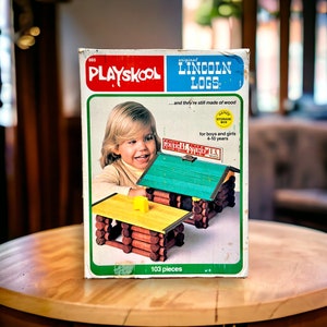 Vintage 1978 Lincoln Logs, Playskool  General Store set of 103A Milton Bradley Company, vintage building toys, 80s kid toys, retro toys