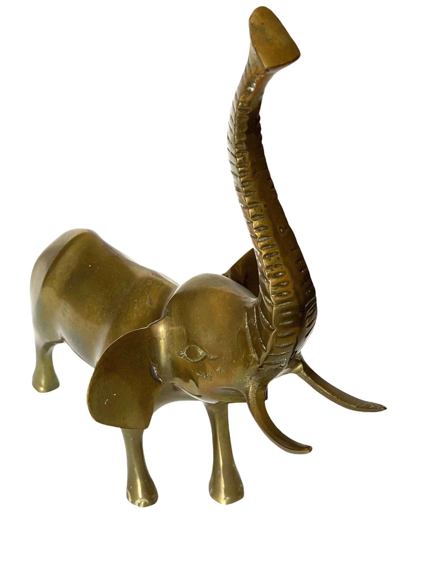 Vintage Brass Elephant Figurine 9 Brass Elephant With Trunk Etsy
