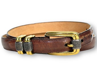 Brighton Brown Leather Belt with Gold Accents Sm Brighton Brown Leather Belt Embellished Silver Tortoise  main image 3