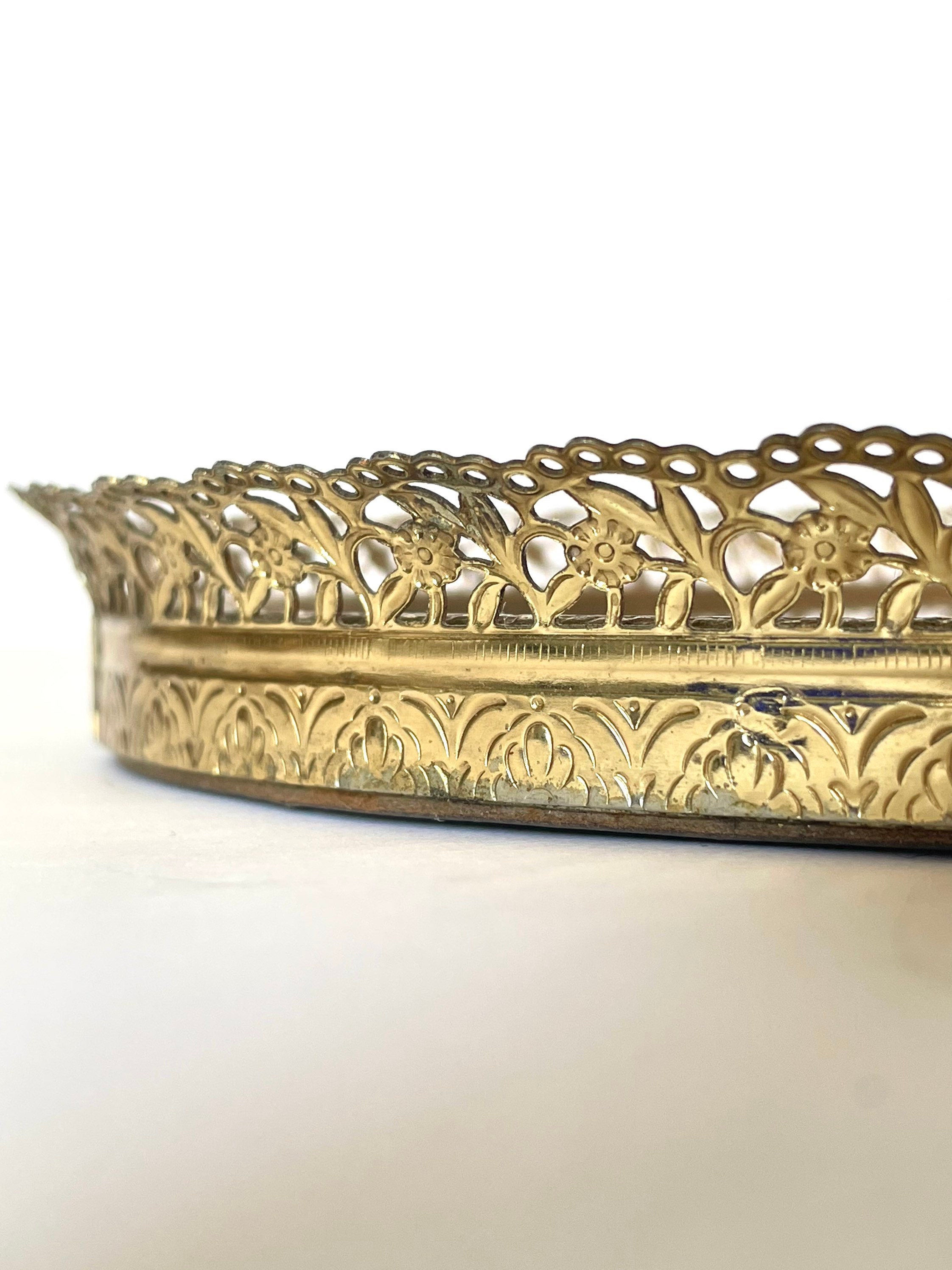 Vintage Mirrored Vanity Tray With Ornate Filigree Design Etsy