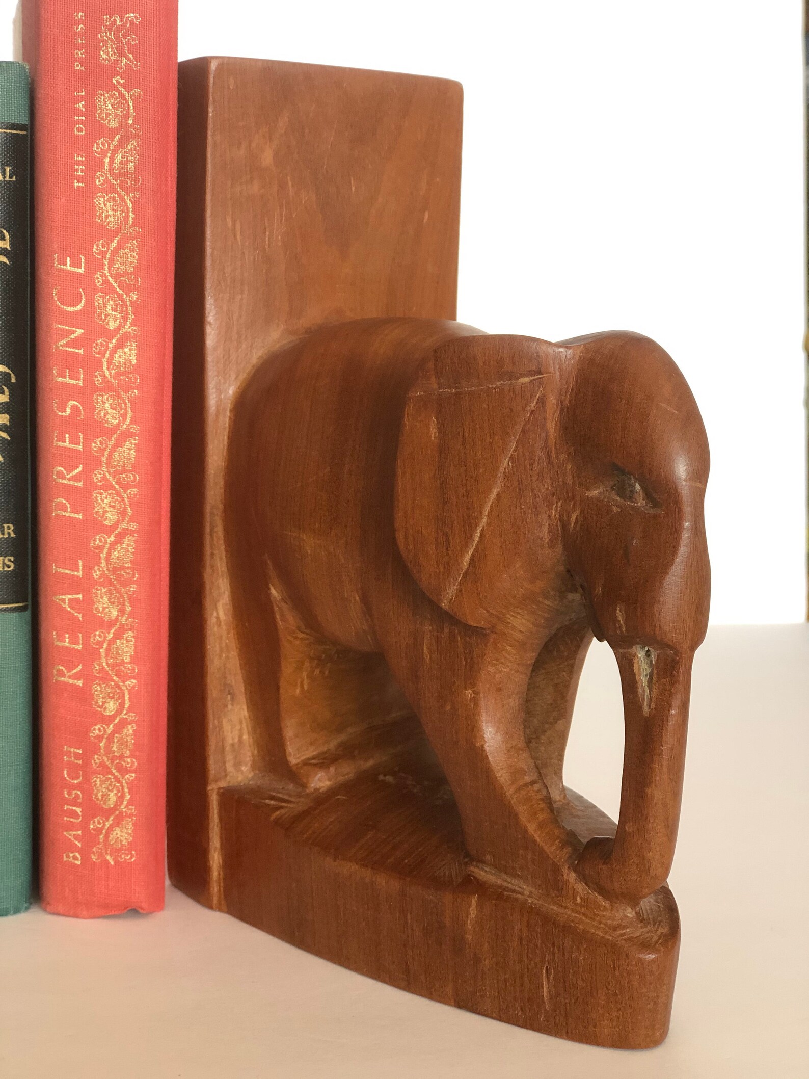 Vintage Wooden elephant bookends hand carved elephant Etsy