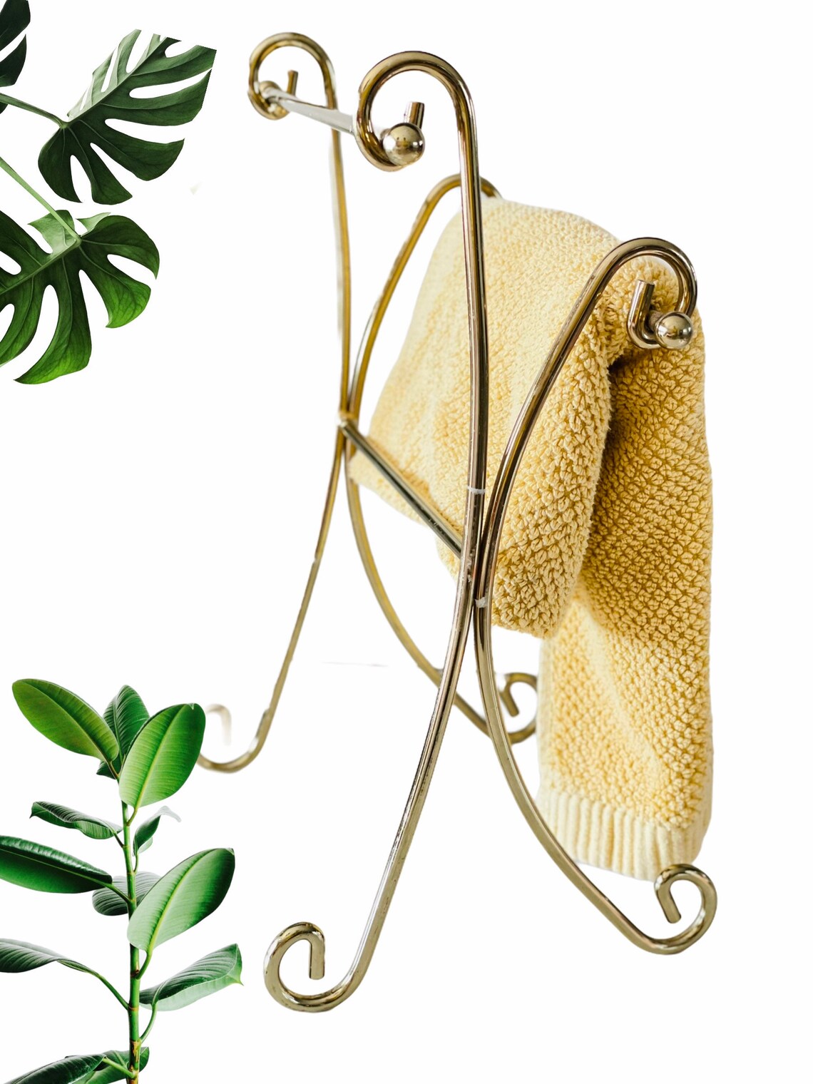 Vintage brass Countertop towel bar / rack.. mid century Etsy