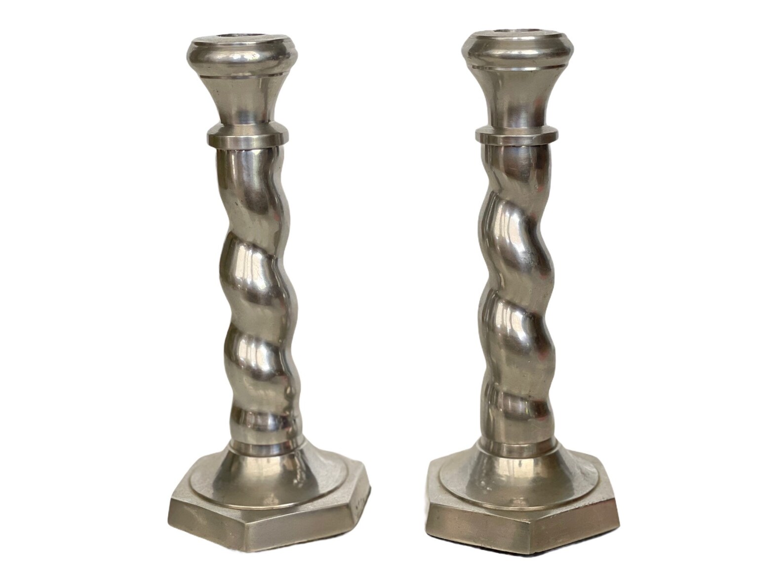 Vintage Twisted Aluminum Candlestick Holders Barley Twist Etsy