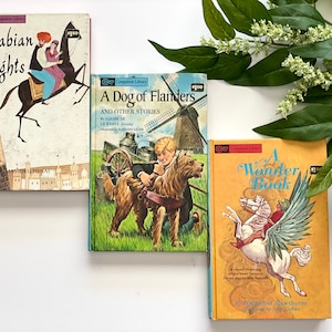 Vintage Hardcover Children’s Books, 1960s companion library, Shabby chic nursery Decor Books children’s Book Lot, bookshelf styling set of 3
