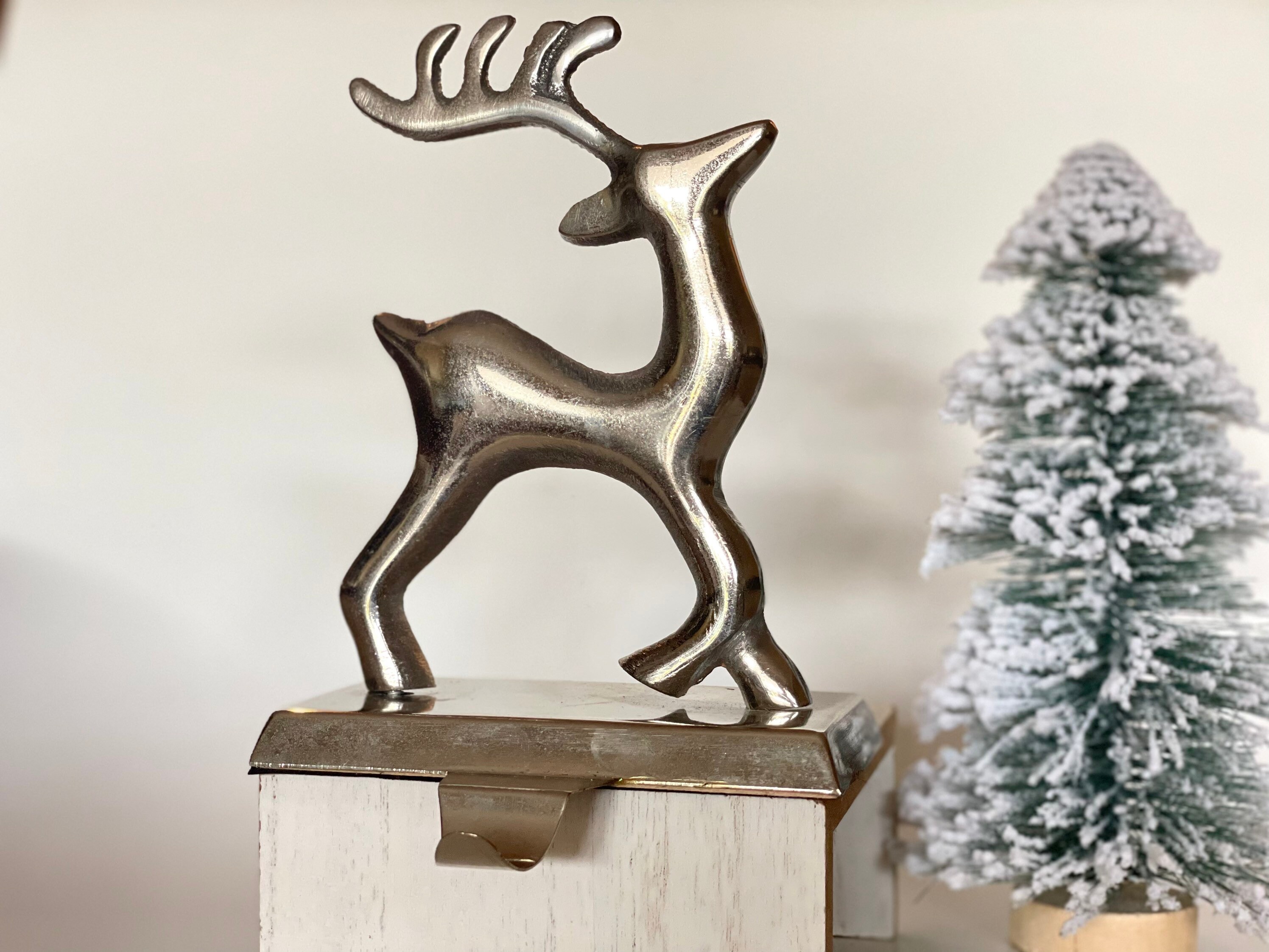 Vintage Silver Reindeer Stocking Holder Christmas Stocking Etsy