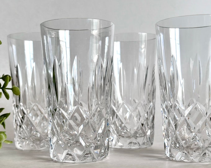 Antique Cut Crystal Highball Glasses or Crystal Water Tumblrs Set of 4