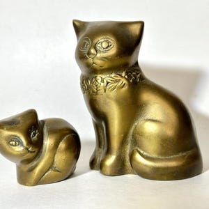 Vintage Brass Cat Figurines: Mid Century Modern Cat Decor