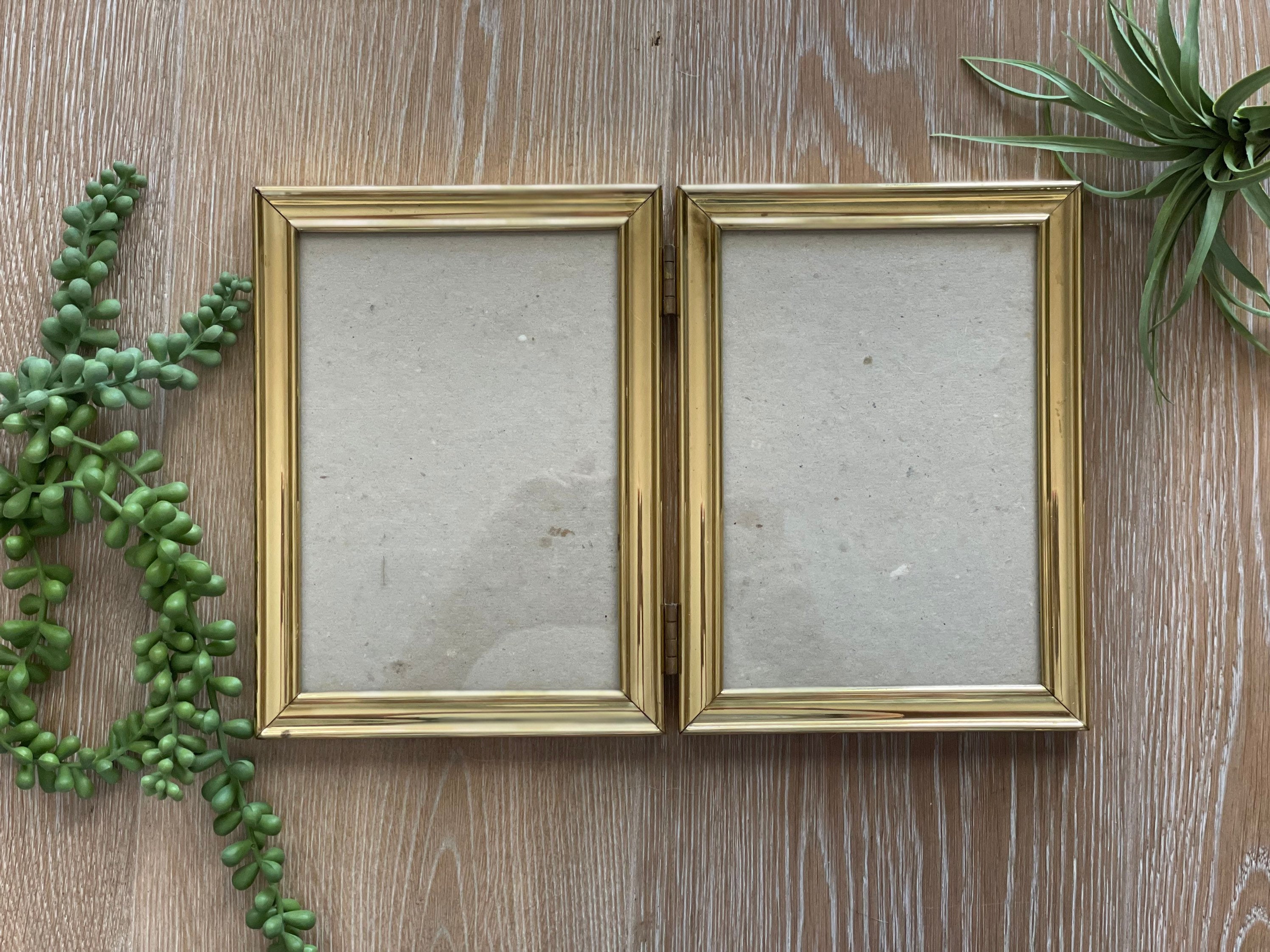 Vintage Brass Double Picture Frame/ Folding 5x7 Hinged Double Etsy