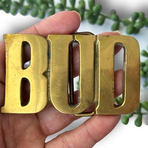 Vintage BUD Solid Brass Belt Buckle