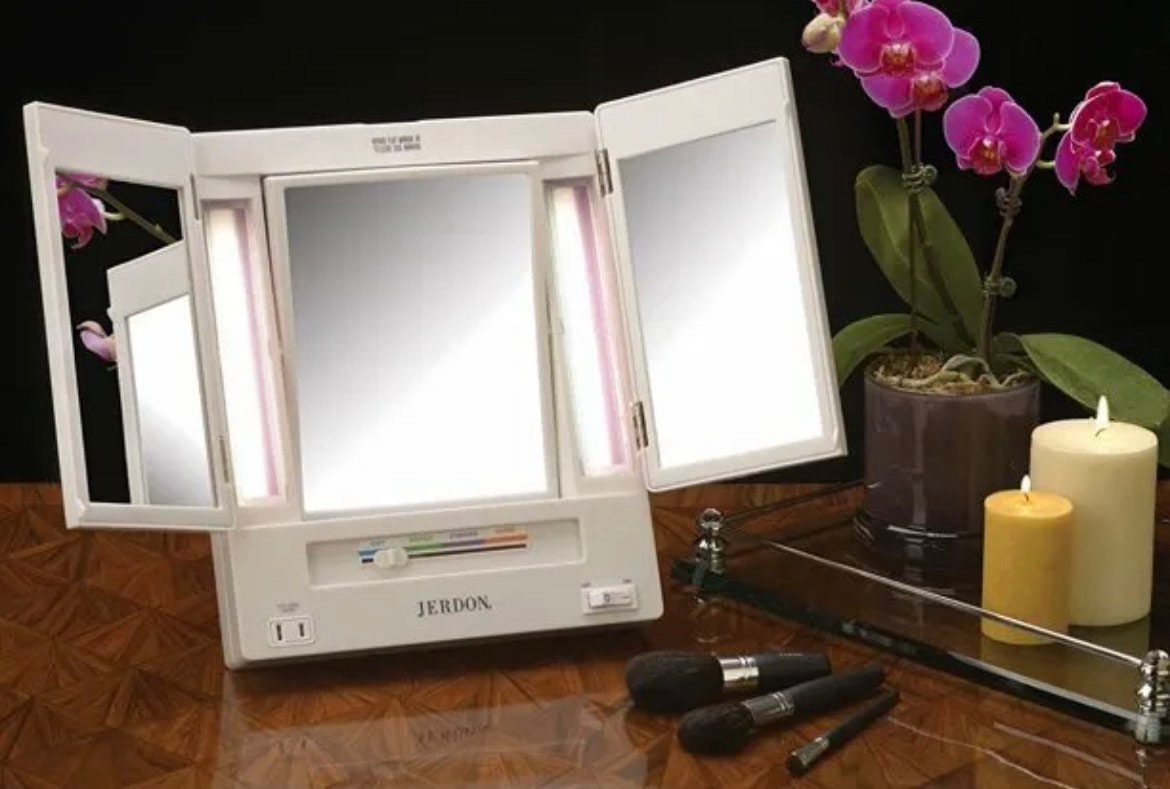 Jerdon tri fold makeup mirror online
