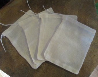 Organic Cotton Muslin Bags 3"x4" - 4"x6" - 6"x8" - natural color - wedding, Party favors Herbs Soaps Jewelry gift - drawstring bag