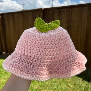 Peach Crochet Bucket Hat