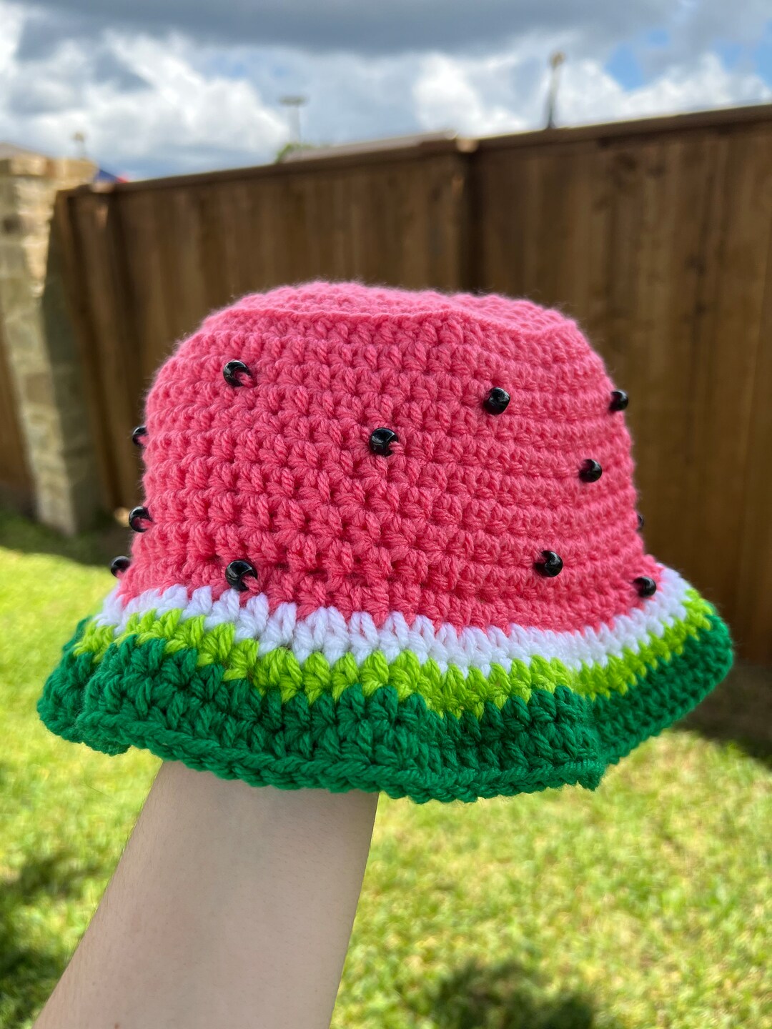 Watermelon Bucket Hat With Beads Etsy