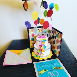 Überraschung Geburtstagsbox mit kaskadierenden Papierballons | Personalisierte | Luxus Geburtstagskarte | Explosionsbox | Geburtstagsgeschenk | Geburtstagskarte