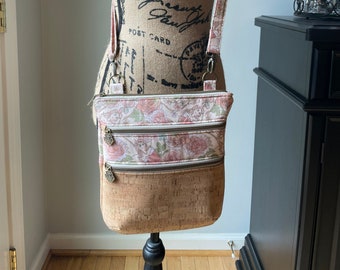 Triple Zip Crossbody Purse Subtle Sleeping Beauty