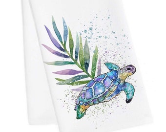 Sea Turtle Tea Towel, Turtle Hand Towel, Sea Turtle Kitchen Towel, Coastal Hand Towel, Beach house Tea Towel, Beach Housewarming Towel