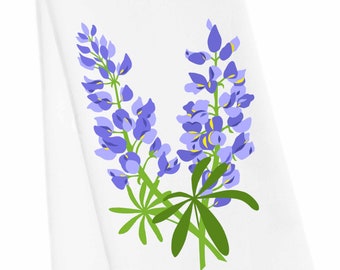 Bluebonnet Tea Towel, Bluebonnet Hand Towel, Bluebonnet Kitchen Towel, Floral Dish Towel, Bluebonnet Bathroom Towel, Floral Hostess Towel